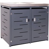 MCW 2er-Mülltonnenverkleidung MCW-H40, Mülltonnenbox, Pflanzkasten Edelstahl-Metall-Kombi 54kg 125x134x84cm erweiterbar