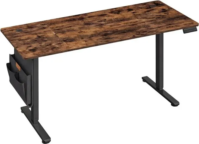 Ochama Elektrisches Steh-Sitz-Büro, Höhenverstellbar, 160,1 x 70,1 cm, 4 Speicherhöhen, Für Home-Office, Rustikales Braun