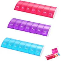 3 Stück Tablettenbox 7 Tage - Wiederverwendbare Praktische Pillendose 7 Tage Mehrweg, Robuste Tablettenbox & Kompakte Medikamentenbox für Morgens und Abends, Wasserdicht und Leicht zu Öffnen