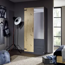 Rauch Drehtürenschrank »Holmes«, im Industrial Style, mit Schubkästen, mit oder ohne Spiegel grau