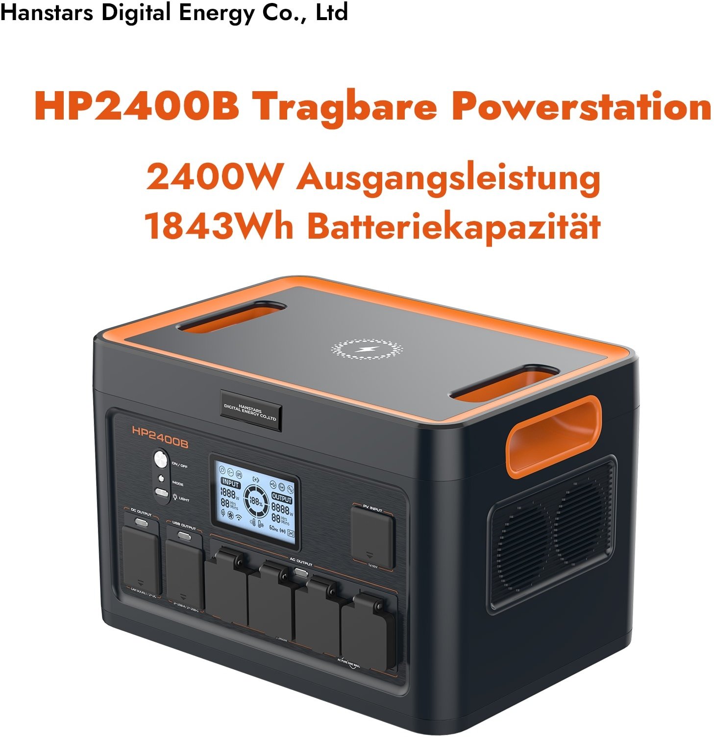 Hanstars Tragbare Powerstation: 2400W/1843Wh