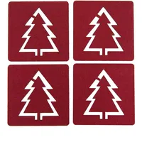 Oblique Unique Filzuntersetzer Weihnachtsbaum 4er Pack Weinrot
