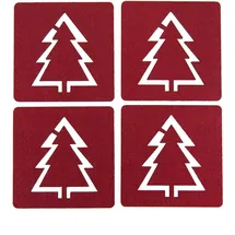 Oblique Unique Filzuntersetzer Weihnachtsbaum 4er Pack Weinrot