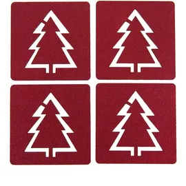 Oblique Unique Filzuntersetzer Weihnachtsbaum 4er Pack Weinrot