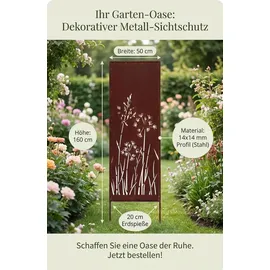 kpga kapaga home & garden Sichtschutz Metall 160 x 50 cm Edelrost