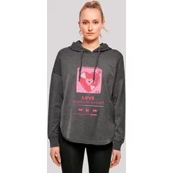 Kapuzenpullover F4NT4STIC "Love Oldies Playlist Valentinstag", Damen, Gr. S, grau (charcoal), Obermaterial: 100% Baumwolle, casual, oversize, Langarm, Pullover, Premium Qualität