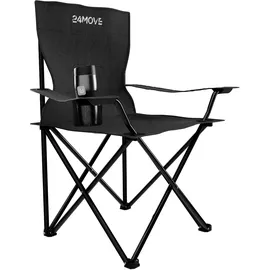 24move 24MOVE® Campingstuhl Faltstuhl, 2er Set, schwarz, mit Getränkehalter und Tragetasche Outdoor, faltbar max. 100kg, Anglerstuhl, Klappstuhl