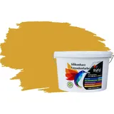 RyFo Colors Fassadenfarbe Silikonharz Fassadenfarbe Currygelb 10l, 1 L ca. 6 m2, Wasserabweisend, diffusionsfähig, schützt vor Schmutz, Algen, Pilzen gelb