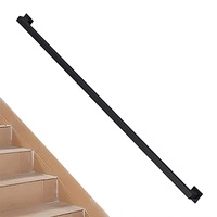 Modernes Treppengeländer-Handlauf-Set, schwarz verzinkter industrieller Eisen-Handlauf für Wandmontage, Stützhandgeländer, Innen- und Außenbereich, Deck-Handlauf, schwarz (Size : 300cm)