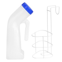 Urinflasche für Männer Frauen Urinflaschen 1000ml Notfall Urinal Tragbare Mobile Toilette Pinkelflasche mit Betthalter Harnflasche mit Schraubdeckel für Reisen Notfall Bett Camping