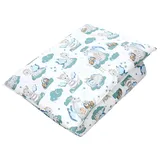 TupTam Kinder Gemusterte Bettdecken Set Ganzjahresdecke Bettdecke Kopfkissen Flachkissen 2tlg., Farbe: Dino Bärchen Grün Grau, Größe: 135x100 cm