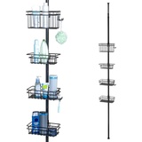 bremermann Teleskop-Badregal, 4 Körbe Duschregal bis max. ca. 290 cm (Schwarz)