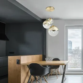 GLOBO Glas Kugel Hänge Lampe gold Fernbedienung Decken Leuchte dimmbar im Set inkl. RGB LED Leuchtmittel