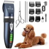 oneisall Leise Hundeschermaschine, 2000mAH 4h Laufzeit Schermaschine Katze Hunde dichtem Fell, Hunde Haarschneidemaschine Tierhaarschneidemaschine Hunderasierer Langhaar(Blau)