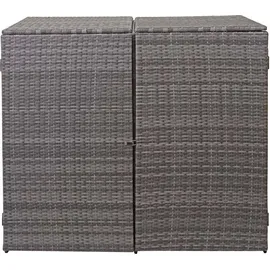 Mendler 2er-Mülltonnenverkleidung HWC-E25, Mülltonnenbox Mülltonnenabdeckung, Poly-Rattan 2x120l ~ grau
