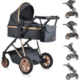 Moni Kombikinderwagen Midas 2 in 1 Sportsitz umbaubar Wickeltasche Fußabdeckung schwarz