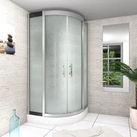 AcquaVapore D46-00M0 Komplettdusche mit Schiebetür 80 x 80 cm weiß Sicherheitsglas