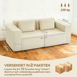 Homcom Couch Polyester 3-Sitzer Beige