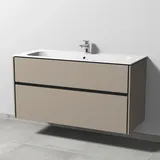 Sanipa Keramik-Waschtisch-Set mit Waschtischunterschrank „Twiga“ 119 × 50 × 61 cm in Sandgrau (matt), ohne Beleuchtung