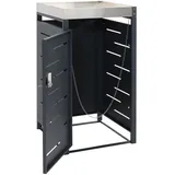 MCW 1er-Mülltonnenverkleidung MCW-H40b, Mülltonnenbox, Pflanzkasten Edelstahl-Metall-Kombi 24kg 110x60x62cm erweiterbar