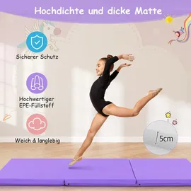 Costway Gymnastikmatte Yogamatte, 180 x 60 x 5 cm, tragbar &rutschfest lila