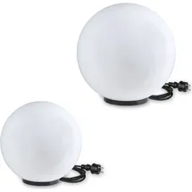 H4L Kugelleuchten 2er Set 30/40cm weiß E27 inkl. 3m Anschlußkabel Kugellampe Terrassenleuchte - Weiß