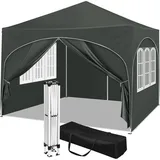 Woltu Pavillon,, Grau, Metall, 300x260x300 cm, Sonnen- & Sichtschutz, Pavillons & Pergolas