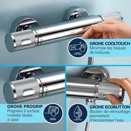 Grohe Precision Feel Aufputz-Duscharmatur mit Thermostat Chrom 34791001