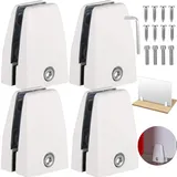 4 Stück Glasklemme verstellbarer Glashalter, Edelstahl Glashalter Aluminium, Glashalterung Klemmbefestigung, der zulässige Klemmbereich beträgt 4-12mm, für Spiegel, Glas, Schindel, Regalträger(Weiß)