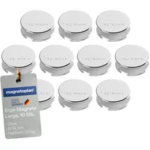 Magnetoplan Ergo-Magnete, Large silber Pack a 10 Stück