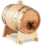 Relaxdays Schnapsfass, aus Eichenholz, Holzfass mit Bock & Zapfhahn, Whisky, Wein, Spirituosen, Whiskyfass, Natur