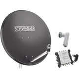 Schwaiger 80cm anthrazit + Quad LNB