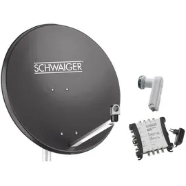 Schwaiger 80cm anthrazit + Quad LNB