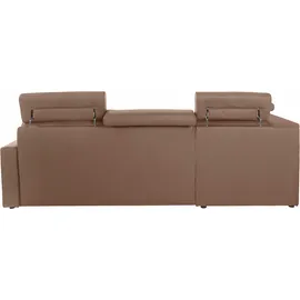 DOMO collection Ecksofa »Ava, moderne Sitzheftung mit toller Doppelnaht, komfortabel, L-Form«, mit Ottomane, inkl. Federkern, wahlweise mit Kopfteilverstellungen braun