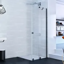 Hüppe Xtensa Pure Eck-Duschkabine mit Gleittür rechts 75 x verschiedene Größen schwarz teilmattiert XT1401123321