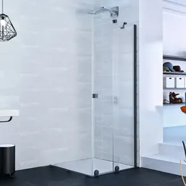 Hüppe Xtensa Pure Eck-Duschkabine mit Gleittür rechts 75 x verschiedene Größen schwarz teilmattiert XT1401123321