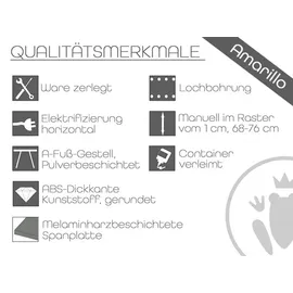 Hammerbacher AS12 höhenverstellbarer Schreibtisch ahorn rechteckig, A-Fuß-Gestell silber 120,0 x 80,0 cm