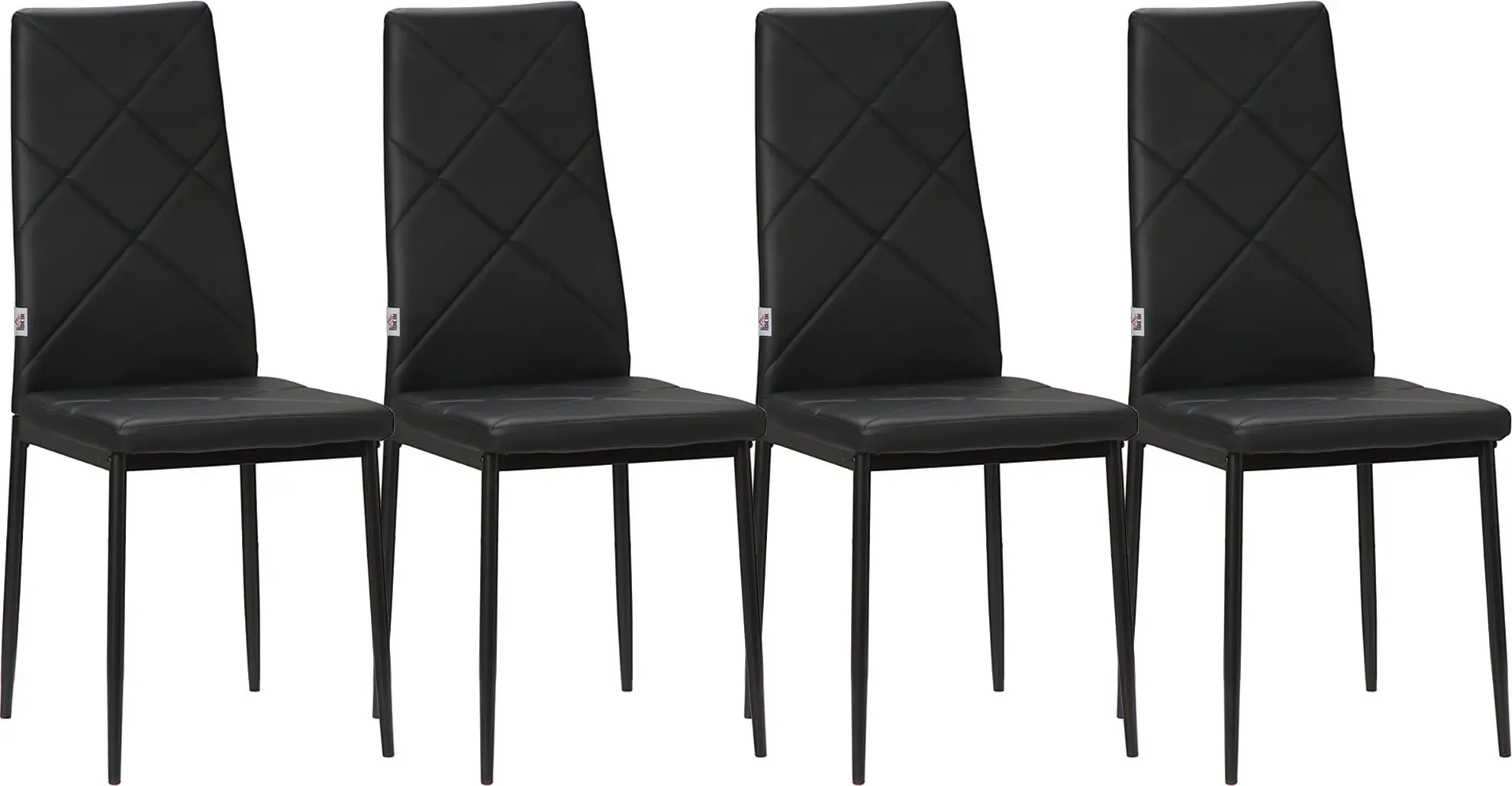 HOMCOM Esszimmerstuhl 4er Set gepolsterte Küchenstühle mit Stahlbeinen aus Kunstleder Schwarz 41x50x97cm für modernes Esszimmer   Aosom.de