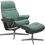 Stressless Relaxsessel STRESSLESS Sunrise Sessel Gr. Leder PALOMA, Cross Base Braun, Rela x funktion-Drehfunktion-PlusTMSystem-Gleitsystem-BalanceAdaptTM, B/H/T: 83 cm x 105 cm x 74 cm, grün (aqua green paloma) Lesesessel und Relaxsessel