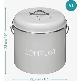 Navaris Komposteimer 5 l Grau