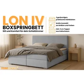 dein schlaf 24 BOXBETT LON IV 160/200 in Cord Hellgrau H3