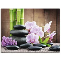 Wandbild ARTLAND "Spa Konzept Zen Steinen Orchideen", pink (farbe bild(er): pink), B:40cm H:30cm, Canvas, Leinwand, Bilder, als Leinwandbild, Poster, Wandaufkleber in verschied. Größen