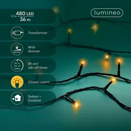 Kaemingk LED-Lichterkette Basic 36 m schwarz 480 LED warmweiß
