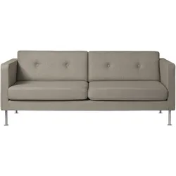 FDB Møbler L42 Firhøj Sofa 2,5-Sitzer, chrom / hellbraun