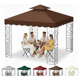 Ersatzdach Pavillon 3 x 3 m, Wasserdicht Pavillon Dach 300D Polyestergewebe für Gartenpavillon mit Air Vent, Doppeldach UV-Schutz-Sonnenschutz für Garten und Camping