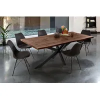 Sam Esstisch Baumkante Holz-Optik Nussbaum 200 x 100 Spider-Gestell