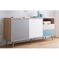 Finori Sideboard Kommode Sideboard Cuba, Skandinavisch bunt|grau|weiß