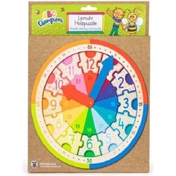 Trendhaus 956491 ABC Champions Lernuhr aus Holz, Inkl. Holzpuzzle, Uhr Lernen für Kinder ab 5 Jahren