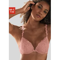 Push-up-BH VIVANCE, Damen, Gr. 75, Cup A, orange (pfirsich), Microtouch, Spitze, Obermaterial: 90% Polyamid, 10% Elasthan, feminin, BHs, mit 3 extravaganten Trägern zum Austauschen, sexy Dessous