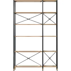 Mehrzweckregal HOME AFFAIRE, beige (natur, schwarz), B:127,5cm H:210cm T:30cm, Metall, MDF, Regale, MDF mit Akazie-Dekor